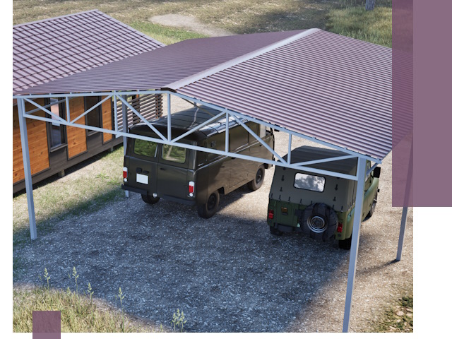 Двускатные навесы под ключ в Клине — изготовление и монтаж